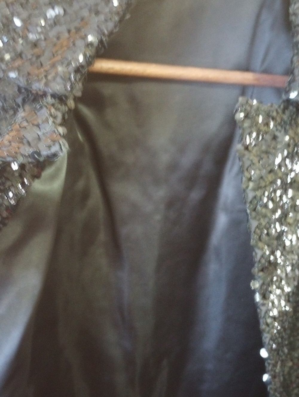 Fancy Formal Tailored Vintage Black Sequin Coat w/ Collar. M-L - Picture 5 of 6